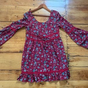 Red paisley long sleeve dress